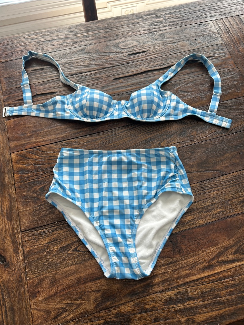 Kona Sol Light Blue & White Gingham Bikini Set